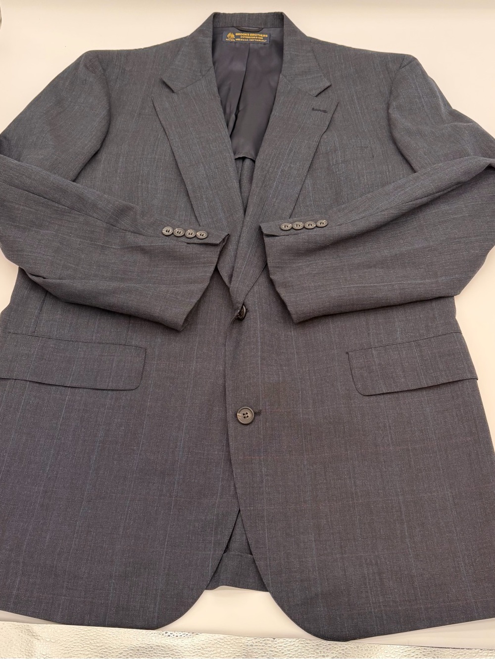 Brooks Brothers Wool Blazer Men 46 XLG Gray Glen Plaid 2 Button Suit Jacket